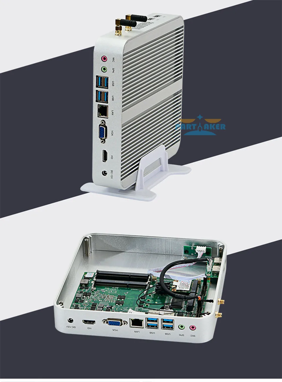 Безвентиляторный 4 к HTPC tv КОРПУС Nuc системный блок компьютера мини ПК I3 с процессором Intel Core i3 4005U Макс 16G Оперативная память 512 г SSD 1 ТБ HDD Windows 10