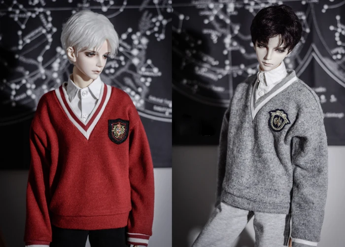 

D01-P536 Doll handmade clothes 1/4 1/3 uncle MSD SSDF SD doll Accessories College badge V-neck long-sleeved T-shirt 1pcs