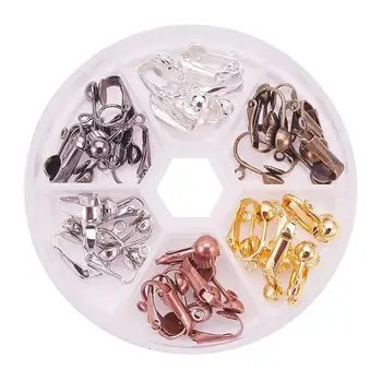 

1 Box 36Pcs Brass Clip-on Earring Component for Non-pierced Ears 6 Mixed Color