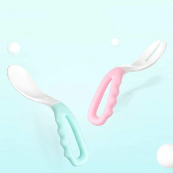 

2Pcs Baby Pacifier Feeding Spoon Solid Supplies Curved Spoon Children Tablewar