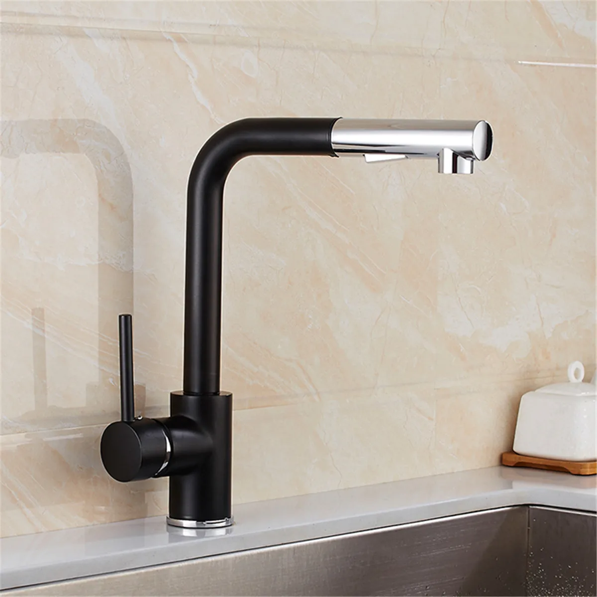 

Hot Brass Pull Out Spray Faucet Kitchen Sink Basin Mixer Tap Rotating Hot and Cold Water Tap Single Hole Bathroom Kitchen Fixtur