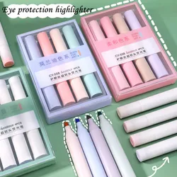 Resaltador de colores Pastel, papelería coreana, protección para los ojos, rotulador de Punta oblicua, marcadores de grafiti de colores para suministros escolares