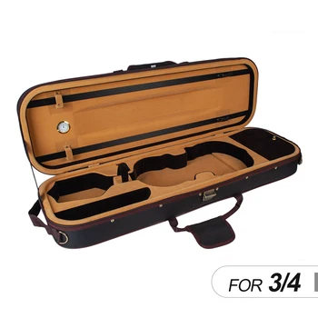

3/4 Full Size Violin Case Storage Bag Box Oblong Shape with Hygrometer Adjustable Straps
