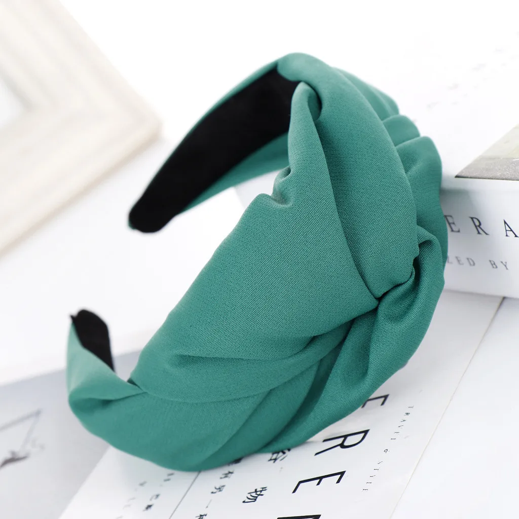 Корейские мягкие завязанные Галстуки для волос, одноцветная повязка на голову для женщин, Женская Весенняя летняя повязка на голову для девушек, обруч на голову, аксессуары для волос - Цвет: Зеленый