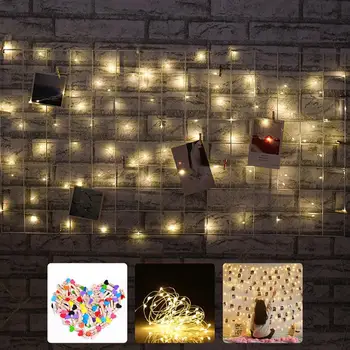

5M LED Christmas Decoration Light String Copper Wire Christmas Wedding Party Decoration LED String Fairy Lights 50 Color Clip