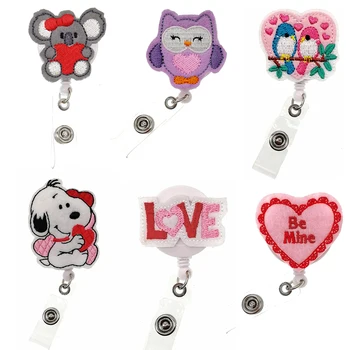 

10 pcs/lot Free Shipping Valentine's Day Retractable Felt ID Badge Holder Reel