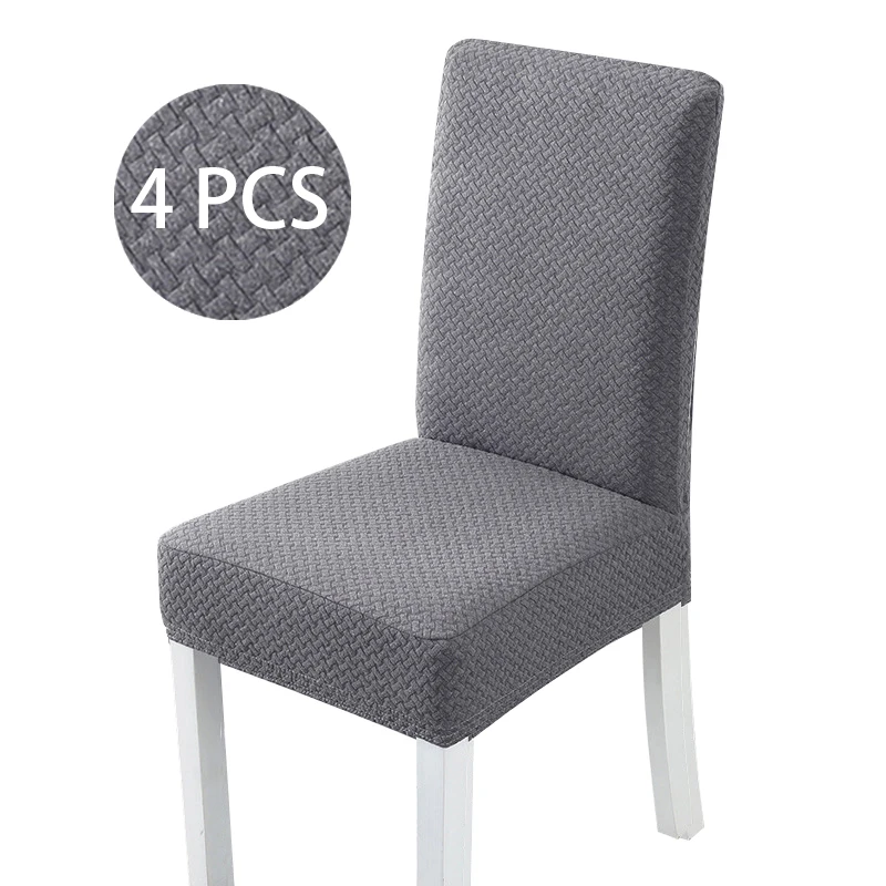 4 Pcs S/M/LSolid Color Thick Cotton Wool Fabric Chair Cover Seat Cover