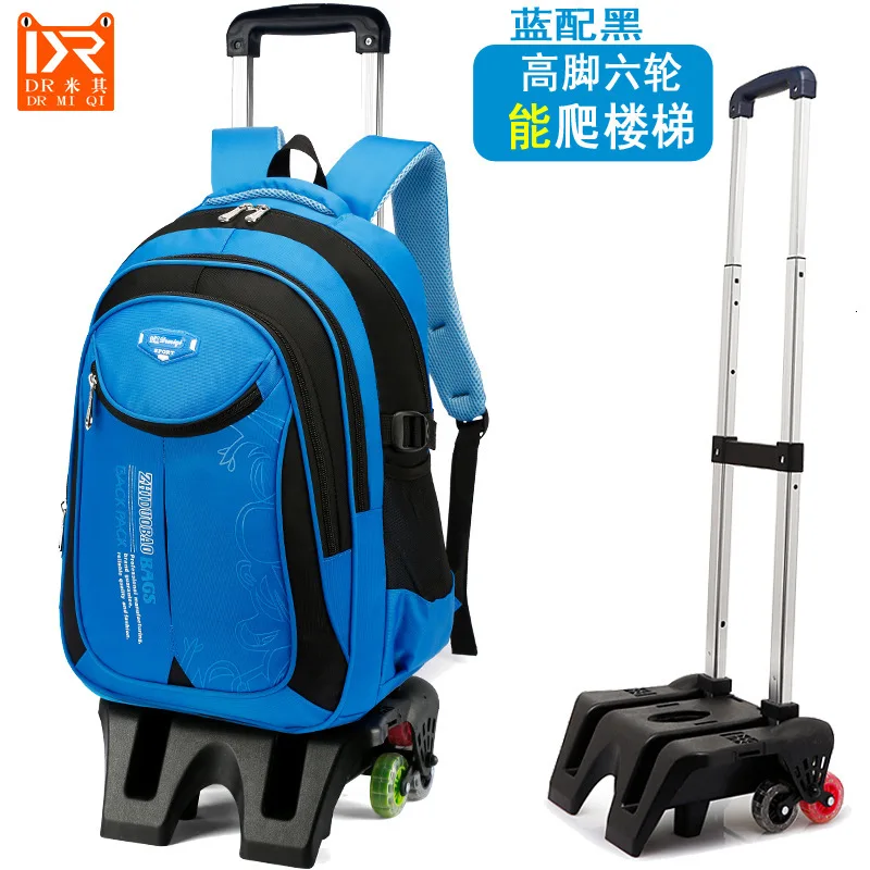Рюкзаки для детей, школьные сумки Mochila, детская тележка с колесом, багаж для девочек и мальчиков, рюкзак Escolar Backbag, школьный рюкзак - Цвет: 6 wheel blue1