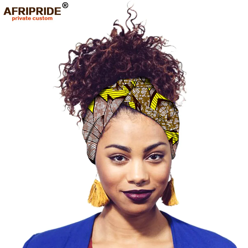 Африканский Анкара принт головные уборы для женщин AFRIPRIDE bazin richi 200 см* 12 см Женская повязка на голову из хлопка Повседневный модный стиль A18H001 - Цвет: 345X
