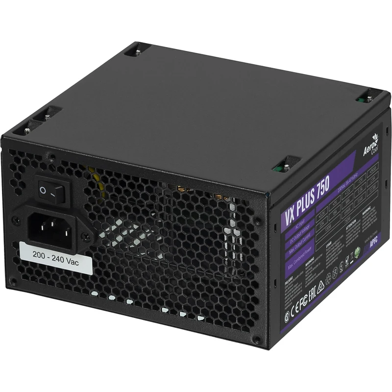 Блок питания Aerocool ATX 750W VX PLUS 750W(24+4+4pin) APFC 120mm fan 4xSATA RTL