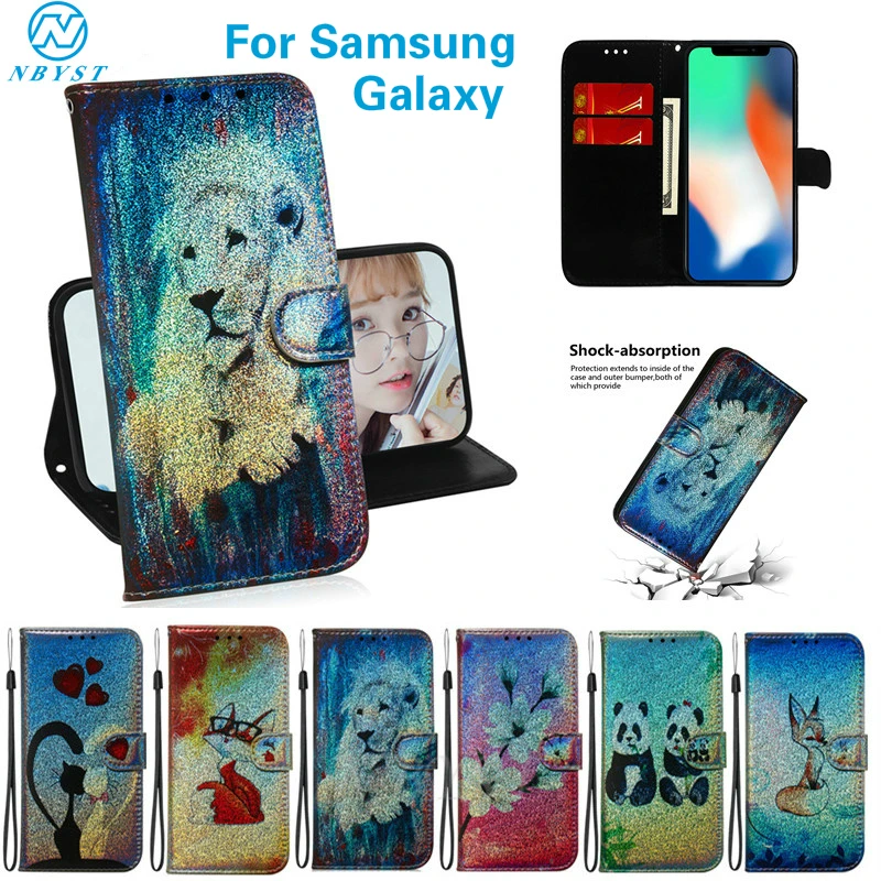 Блестящий чехол для samsung Galaxy Note 10 плюс A70S A60 A50S A30S A10S A90 A20E бумажник телефон A2 Core J6 J5