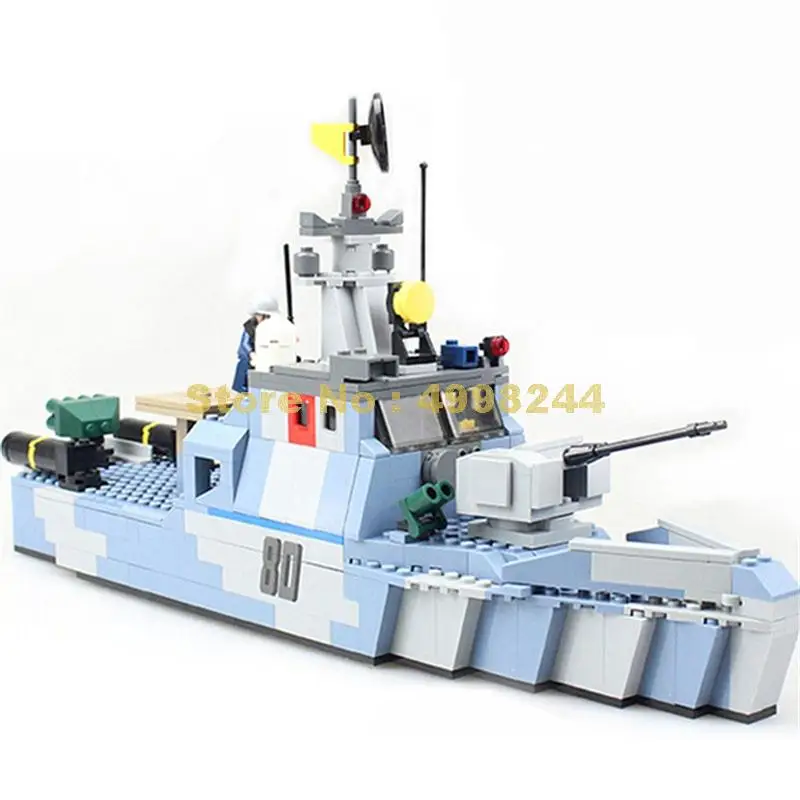 8023, 520 шт, военный морской корабль, военный корабль, вертолет, 3 фигурки, строительные блоки, кирпичные игрушки