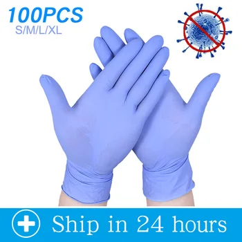 

Protective Gloves 2/20/50/100pcs/lot Food Grade 50 Pairs Waterproof Allergy Free Safety Work Hand Disposable Latex Nitrile Glove