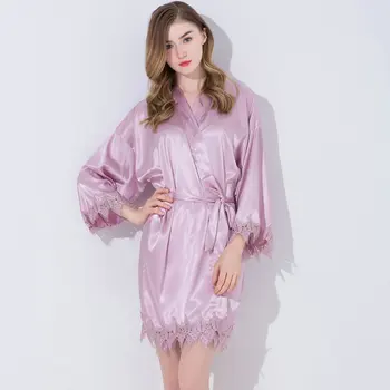 

Bride Robe Bridesmaid Robes Matt Satin Lace Silk Luxury Robe Trim Gown Women Wedding Robe Sleepwear for Bridal Party Clothing