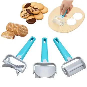 

3 Pcs/Set Rolling Cookie Cutters Round/Square Dough Cutter Dumpling Mold Maker Pastry Blade for Kitchen Baking Tool