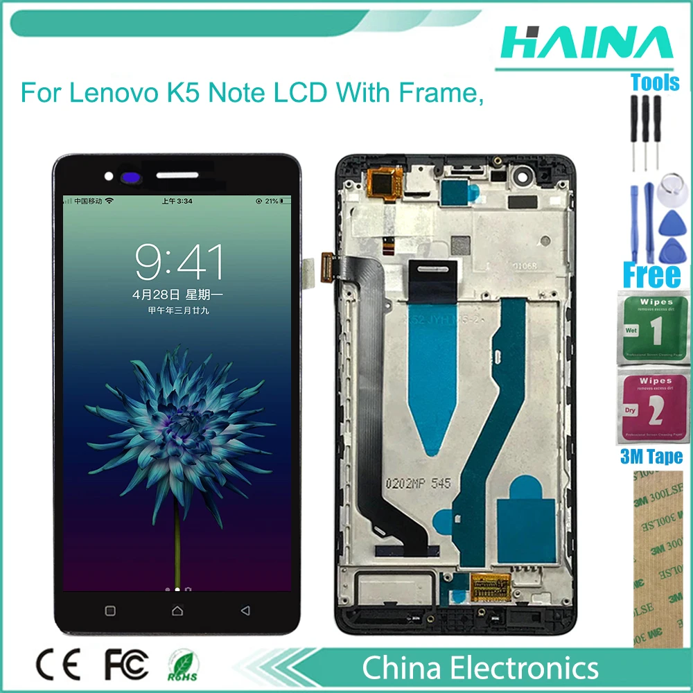 

6.0 AAA Qualit For Lenovo K5 Note LCD Display And Touch Screen Digitizer Assembly For Lenovo K5 Note A7020 LCD Free tools