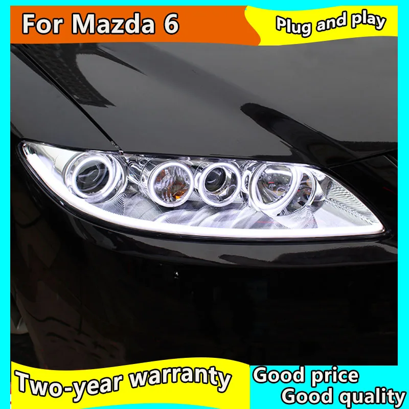 Автостайлинг для Mazda 6 фар 2004 2013 Mazda6 светодиодный ные фары ангельские глазки DRL
