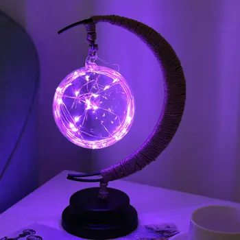 

Creative Star Moon Night Light Rattan Magic ball Apple Light Table Lamp for Bedroom Christmas Birthday Gift Hemp Rope Night Lamp