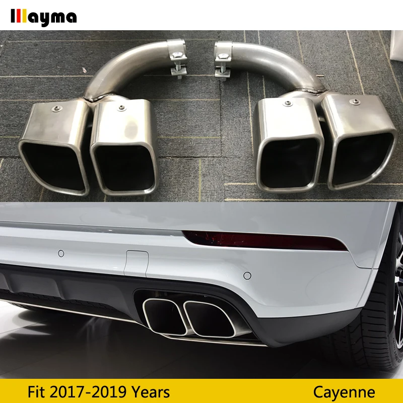 1 пара глушитель выхлопной трубы из нержавеющей стали для Porsche New Cayenne 2018