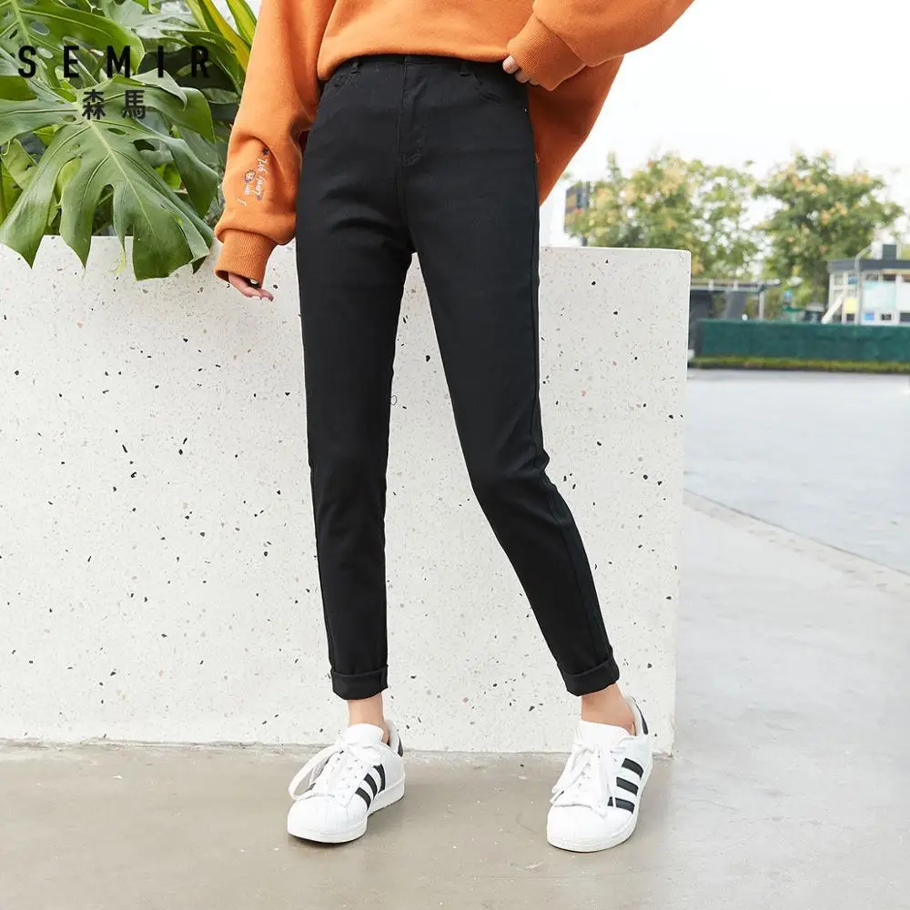 SEMIR, женские супероблегающие брюки, женские облегающие джинсы с высокой талией, из смесового хлопка, брюки, облегающие, с эластичной талией, модные, весенние