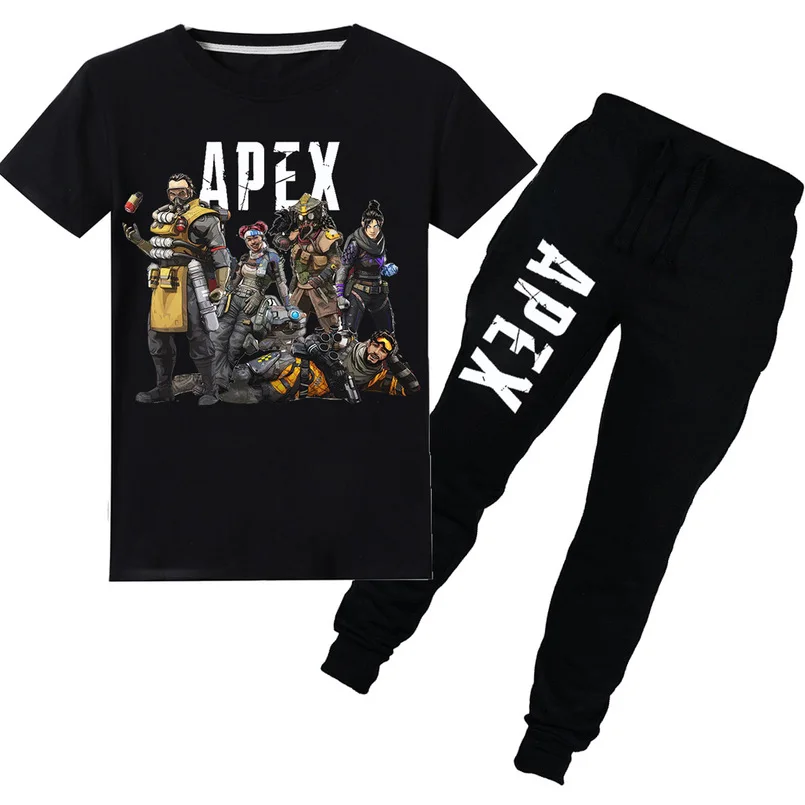 

2019 Summer children's Cartoon apex legends game cotton t-shirt girls and boys long-sleeved sweater + trouser suit thanksgiving
