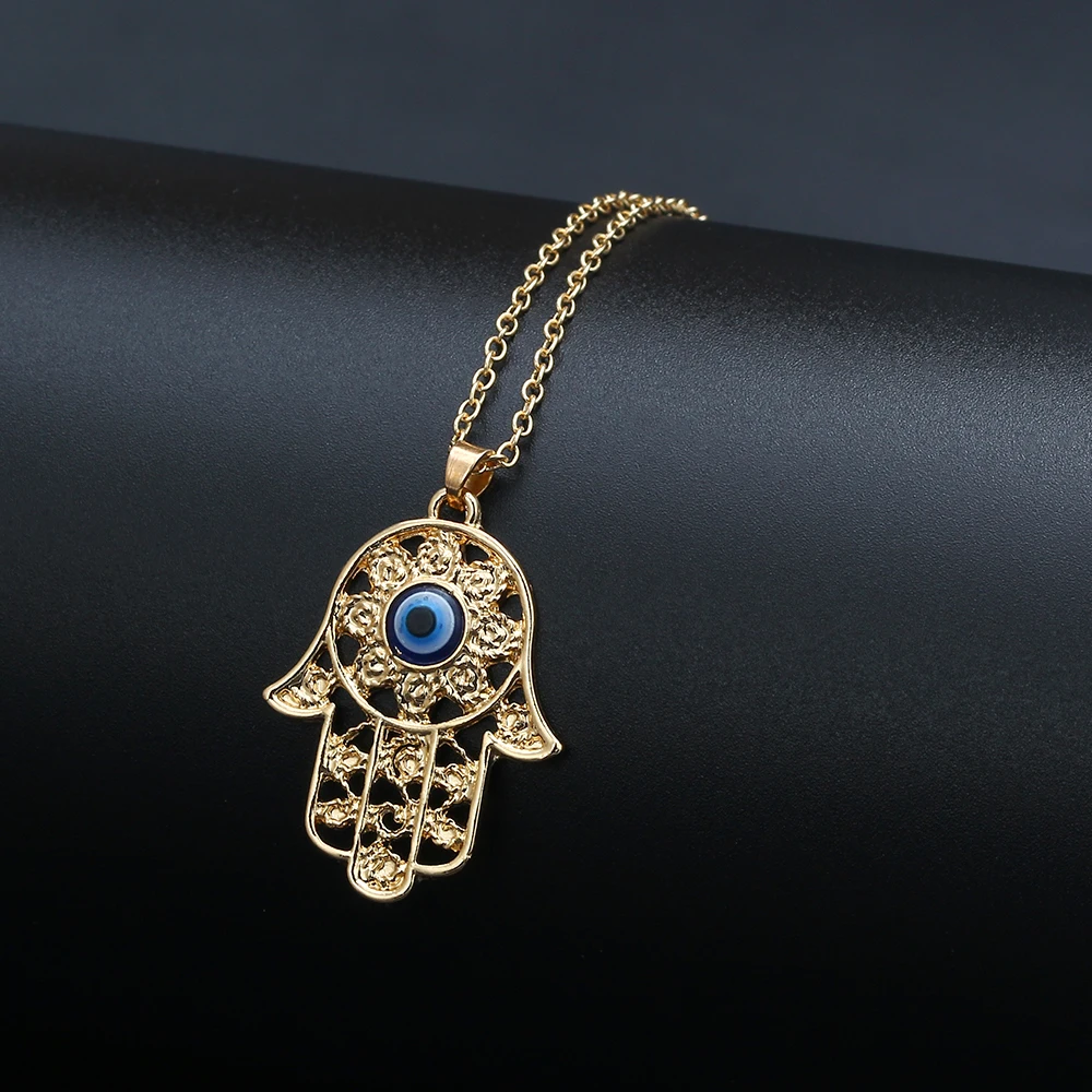 Горячая Распродажа золотое ожерелье рука Фатимы, ожерелье Хамса, ожерелье Злой Глаз бусина
