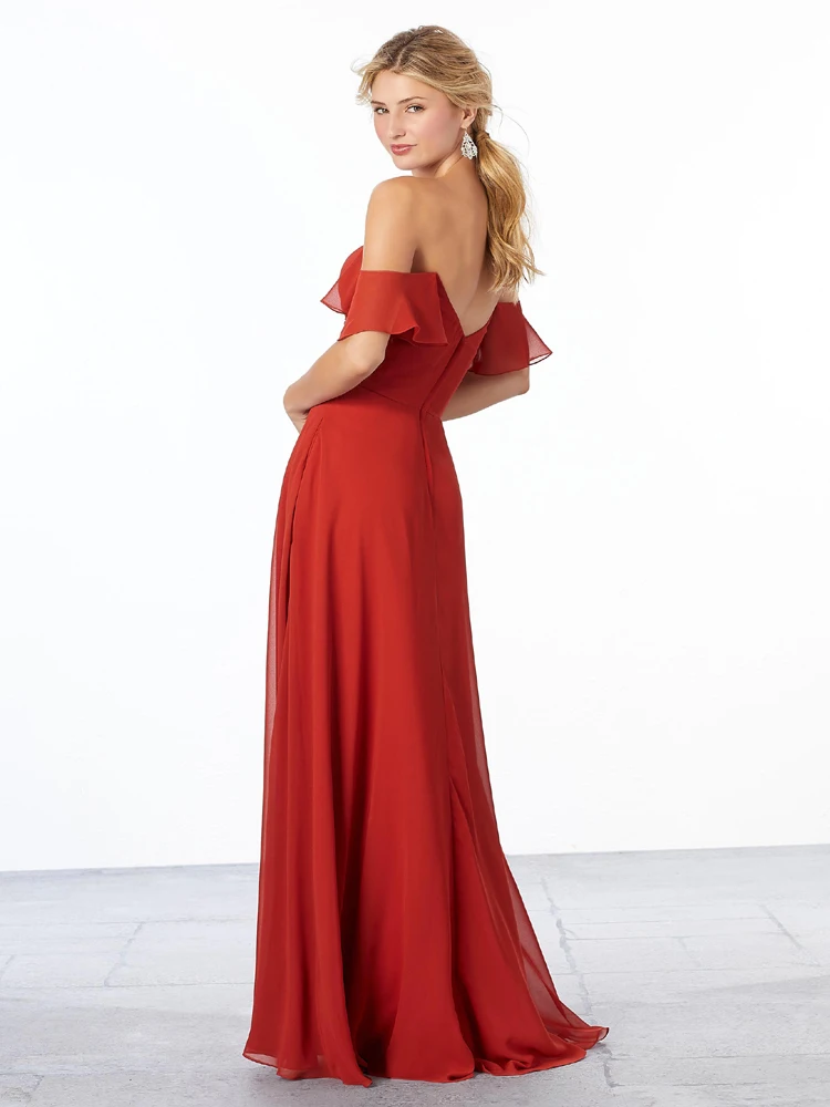 

2020 New bridesmaid dresses Chiffon A-line Floor-length skirt sweetheart neckline ruched bodice flutter sleeves back zipper