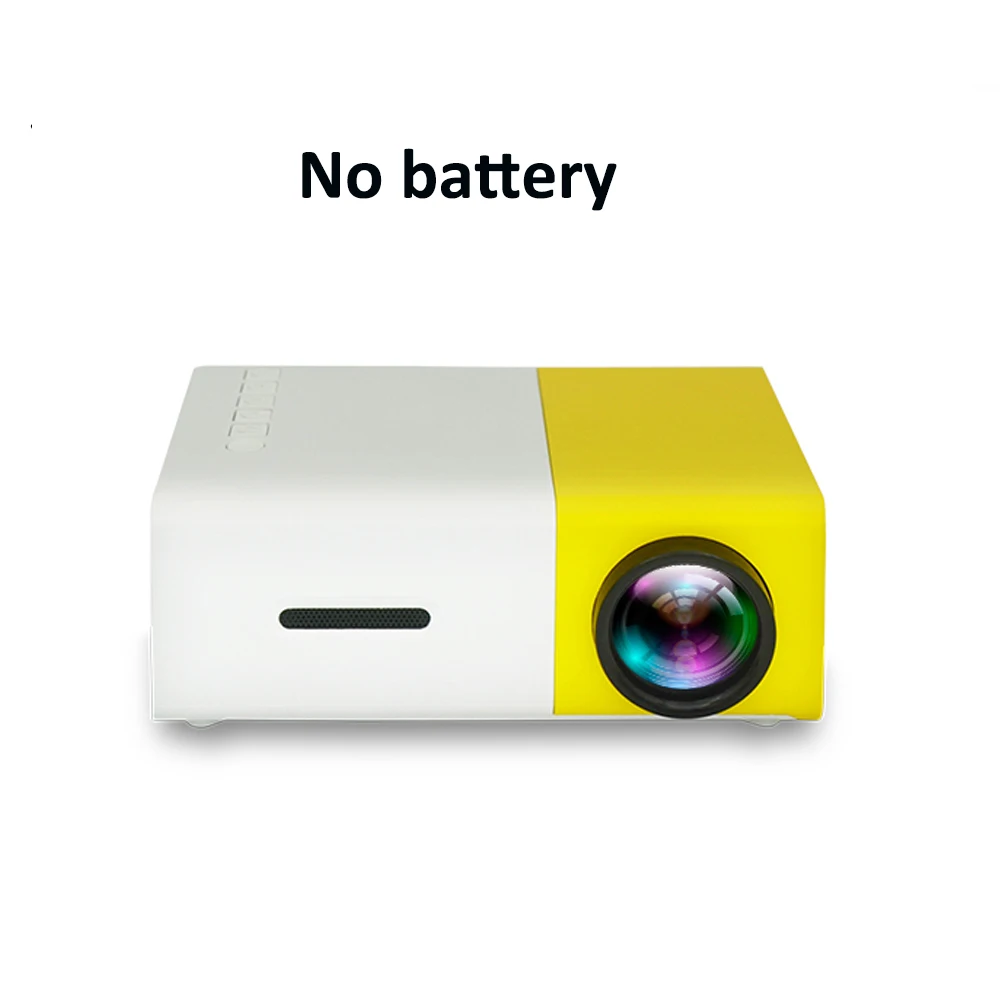 YG300 проектор 320x240 пикселей 600 люмен проектор экран 80 дюймов светодиодный проектор Объектив 3,5 мм аудио HDMI светодиодный мини-проектор - Цвет: Yellow no battery