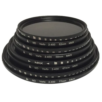 

ND2-400 Neutral Density Fader Variable ND filter Adjustable 49/52/55/58/62/67/72/77/82mm for Canon Nikon Sony Pentex Camera