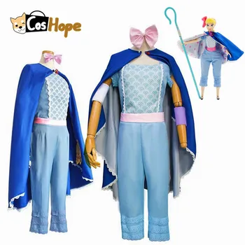 

Bo Peep Cosplay Costume Women Halloween Outfit Blue Cloak Cape Adult Suit Fullset Party Clothing for Toy Story 4