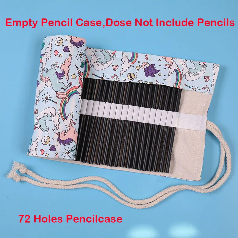 72 Holes Empty Penal Kawaii уголовного для школьный пенал-рулон для мальчиков и девочек пенал 36/48/72 Отверстия единорог; Фламинго пенал для ручек коробка с канцелярскими принадлежностями комплект - Цвет: 72 Holes Empty Penal