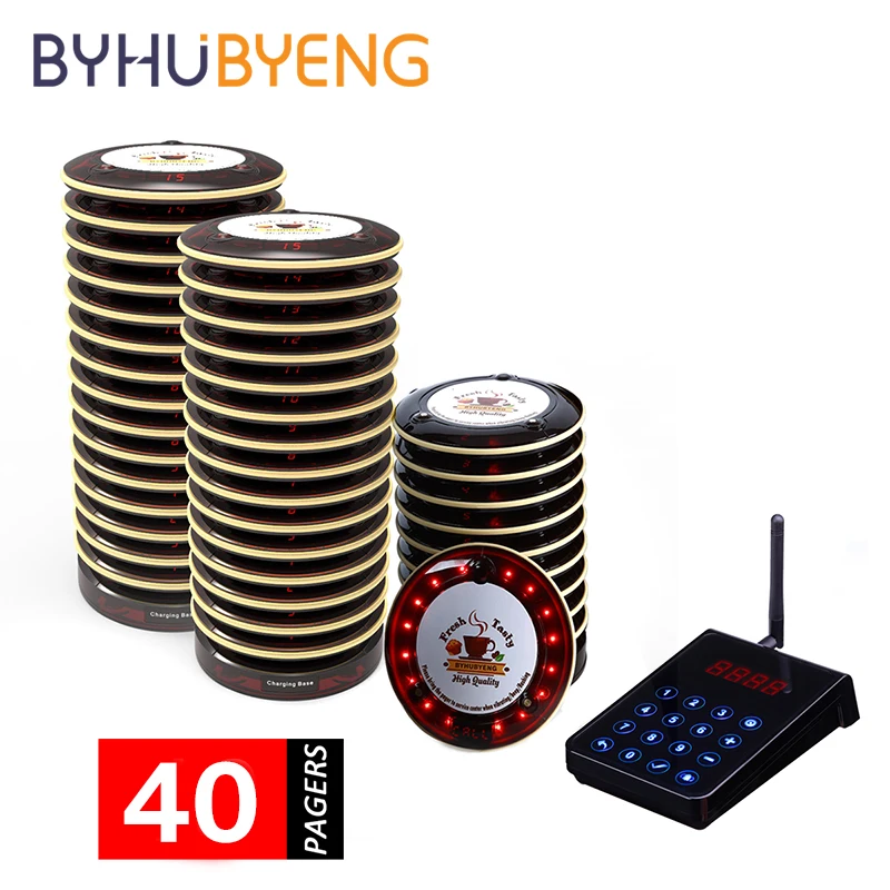

BYHUBYENG Waterproof Guest Buzzer Coaster Customer Call Paging Vibrate Restaurant Queue Waitress Wireless Cafe Pager System