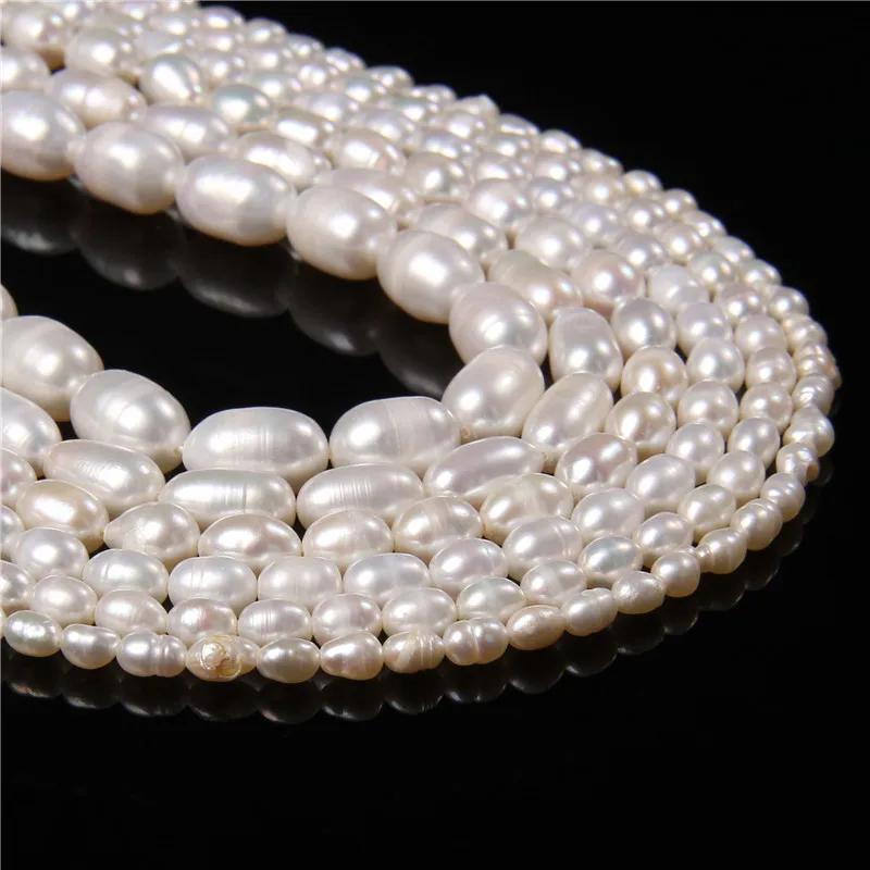 3-9mm Oval Natural Pearls Beads Rice Shape Freshwater Punch Pearl Beads For Jewelry Making Bracelet Necklace DIY Accessories 14