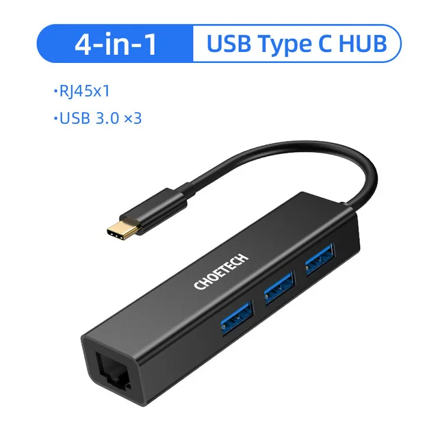 CHOETECH 9 в 1 usb-хаб C концентратор для нескольких USB 3,0 HDMI VGA SD/TF кард-ридер адаптер для MacBook Pro разветвитель порт USB 3,0 type C концентратор - Цвет: 4 in 1 HUB Model