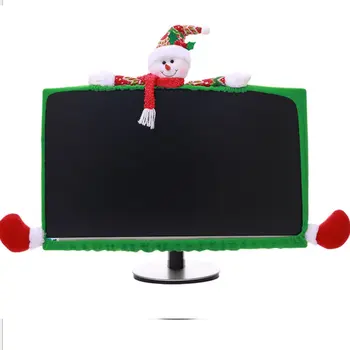 

Happy Christmas Computer Dust-proof Covers 3D Cartoon Santa Claus Snowman Elk Non-Woven Computer Cases Home Decorations