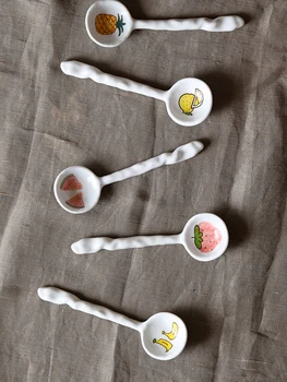 

Lovely children's creativity, ceramic fruit series spoon, congee spoon spoon, stirring spoon
