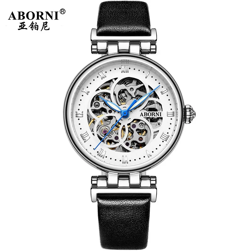 2021 Mechanical Watch Women Bracelet Watch Automatic Wristwatch Leather Stainless Steel Band Female Clock Chic Reloj Mujer 