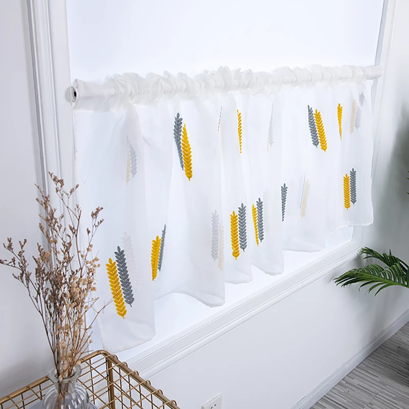 Вышитые пшеничные Короткие шторы Valance Pelmet вуаль занавески для гостиной спальни