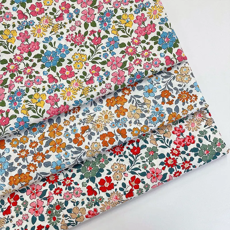 145x50cm 작은 꽃 포플린 코튼 원단 여름 드레스 만들기 아동 의류 세공 천