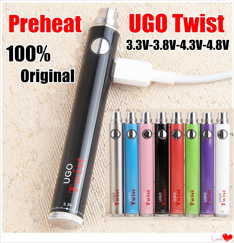 UGO Twist Vape батарея боковая зарядка evod twist 3,3-4,8 батареи переменного напряжения для двойной катушки атомайзер испаритель электронная сигарета