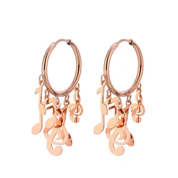 

Stainless Steel Musical Note Hoop Earrings For Women Rose Gold Dangle Earrings Women's Jewelry Gift Fashion mujer Joyas Dropship