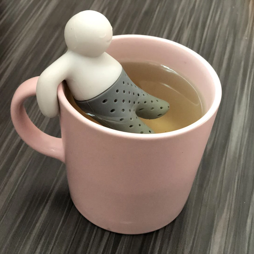 

Silicone Tea Strainer Interesting Life Partner Cute Mister Teapot MR Little Man People Tea Infuser Filter Brewing Making Teapot