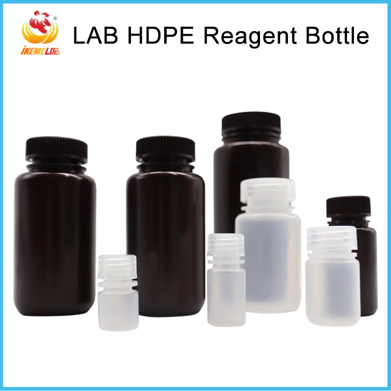 

5pcs Lab Brown Reagent Bottle 8/15/30/60/125/250/250/500/1000ml HDPE Autoclaving Wide-Mouth Lab Plastic Bottle Lab Supplie