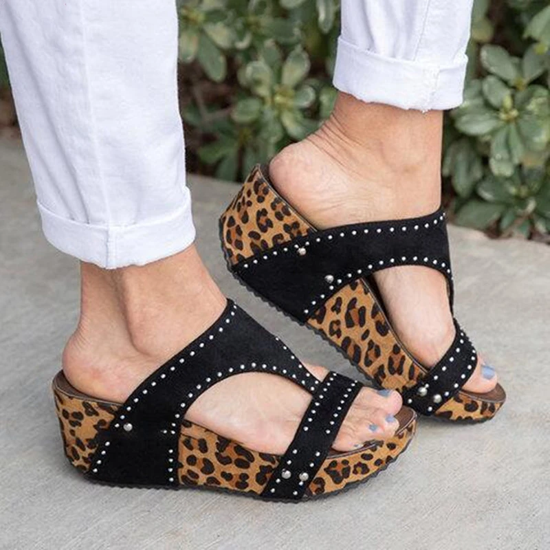 

2019 New Fashion Women Wedge Sandals Ladies Shoes Woman Summer Chaussure Gladiator Pumps Leopard High Heels Platform E853