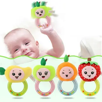 

Baby Hand Rattle Newborn Educational Toys 0-1 Year Old Fruit Rubber Ring Plush Rattle