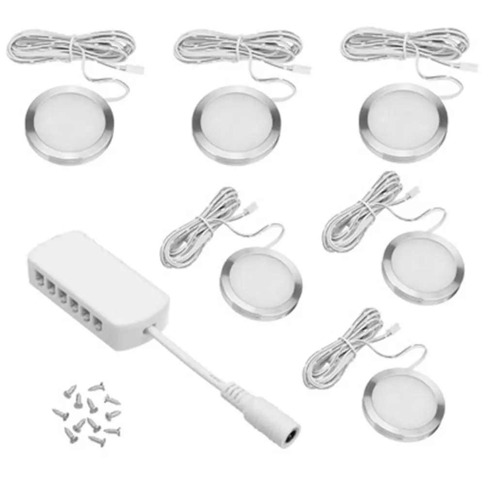 

6pcs Set 12LED 12v Round Surface Mount Kitchen Under Cabinet Cupboard Light Cool Warm White Downlights LED Puck Light