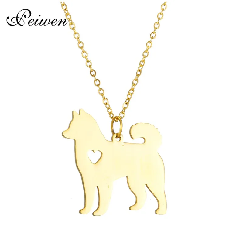 Lovely Akita Pendant Necklace Stainless Steel Custom Pet Dog Necklace Gold Silver Color Chain Choker Family Pet Hachi Memorial