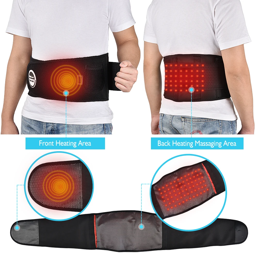 lumbar brace maxmartt USB Recharge Lower Back Support Brace with 3 Level Temperature Setting Heat Therapy for Sciatica Stomach Abdominal Pain Relief Fits Men and Women 