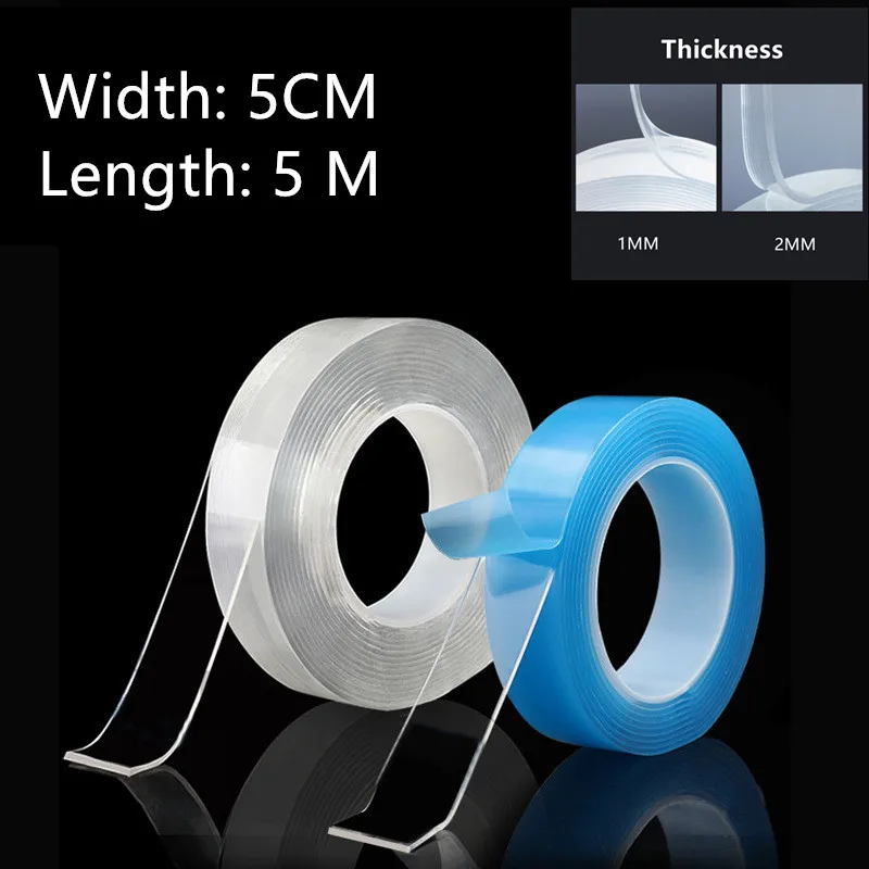 

5CM Width Multifunctional Double Sided Adhesive Tape 5M Washable Reusable Traceless Nano Magic Tape Removable Sticker Home Tool