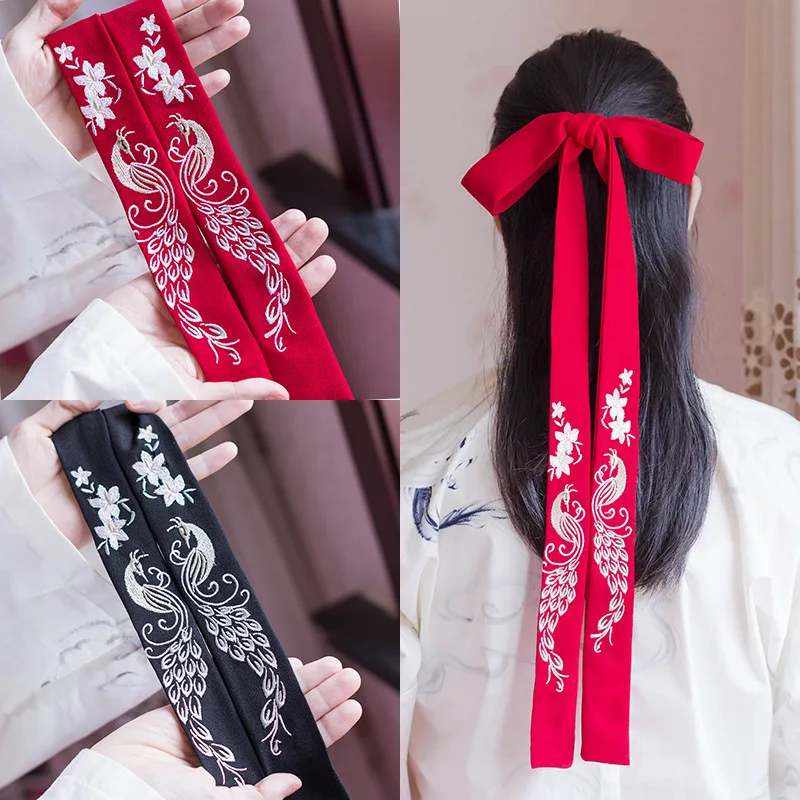 Китайская повязка для волос Hanfu в старинном стиле с цветочной вышивкой Сказочная